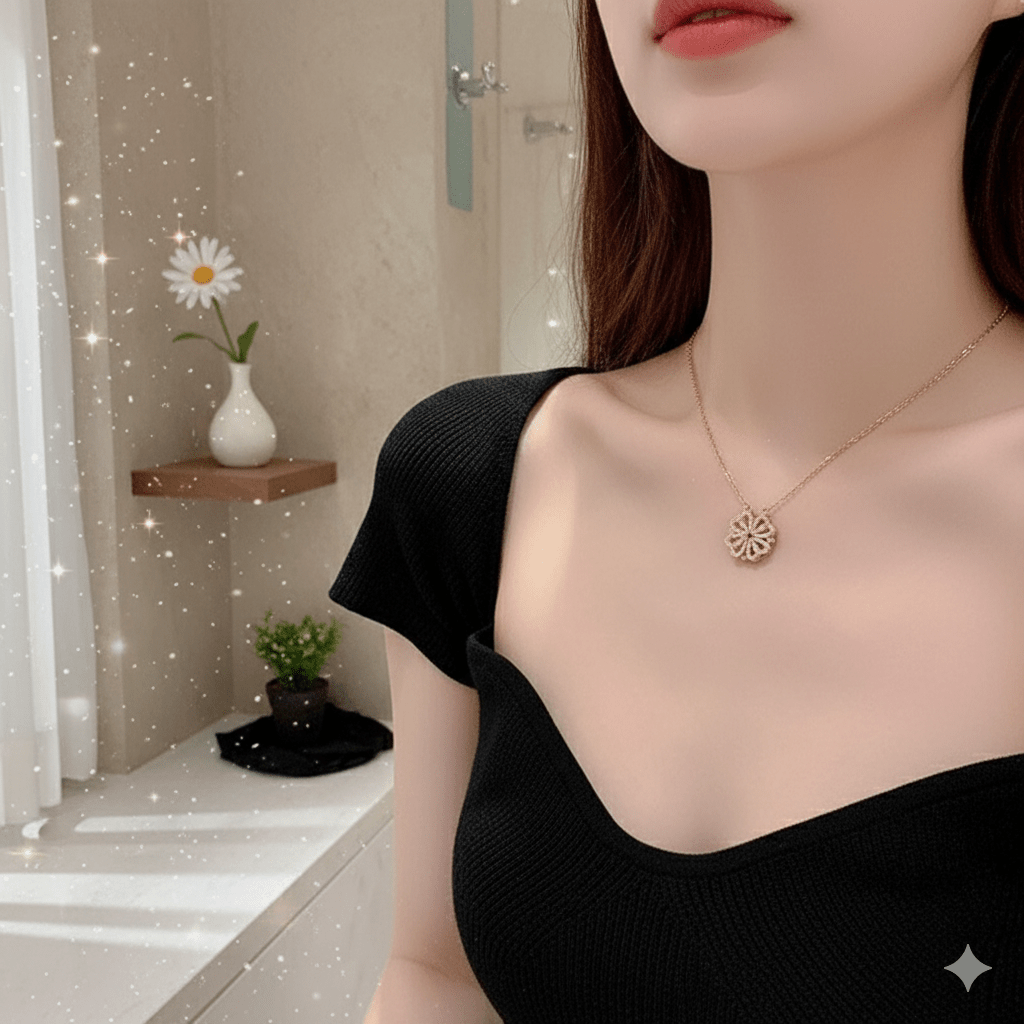 2 in 1 Four Leaf Clover Heart Necklace - Superb Valentine Gift💞 - Ayat'e Jewels