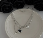 Pixel Heart Layered Necklace - Grunge Y2K Chain Choker