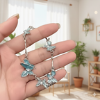 Elegant Blue Enamel Butterfly Chain Bracelet