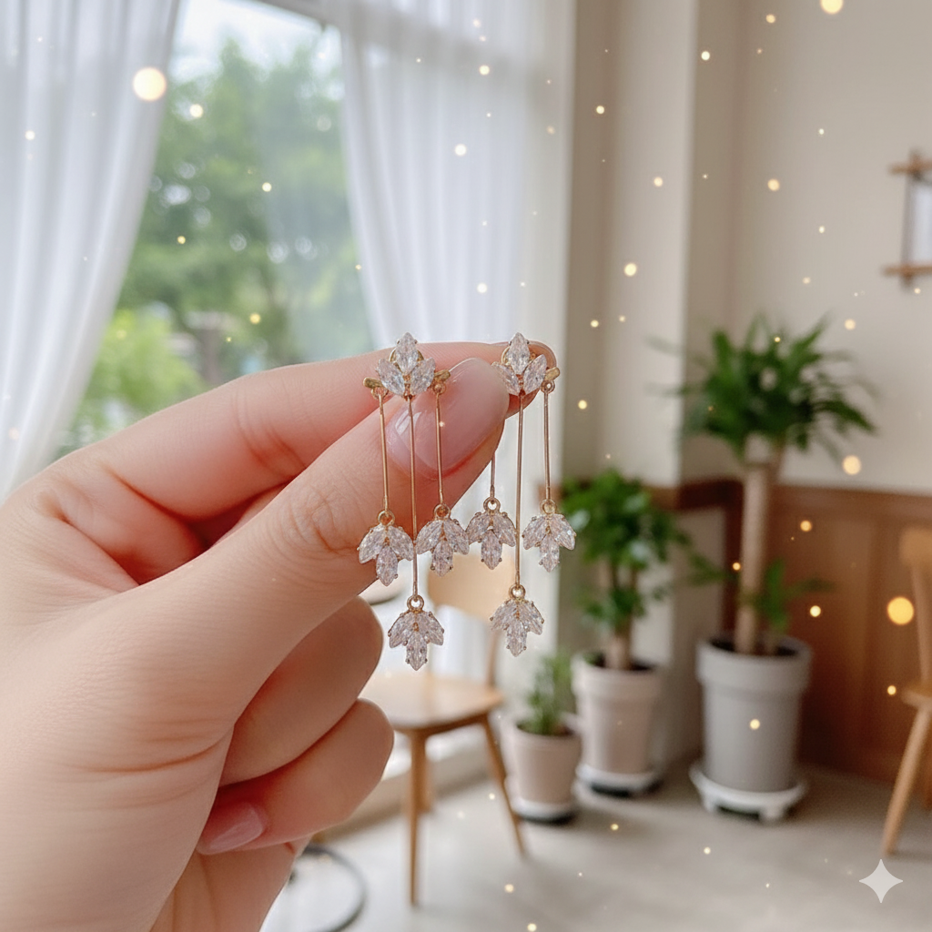 Elegant CZ Crystal Dangle Drop Earrings - Wedding Jewelry