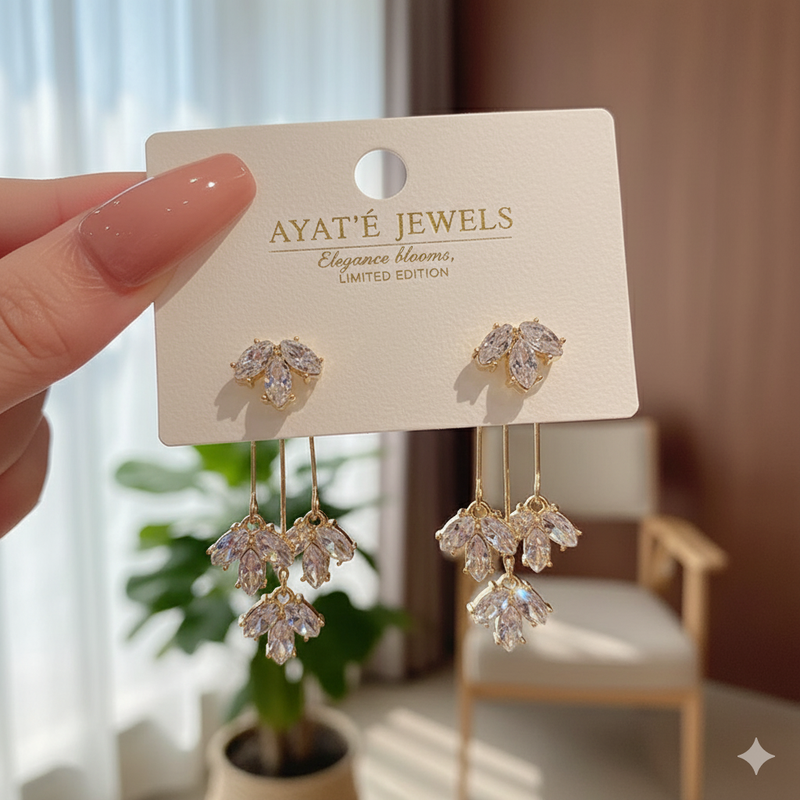 Elegant CZ Crystal Dangle Drop Earrings - Wedding Jewelry