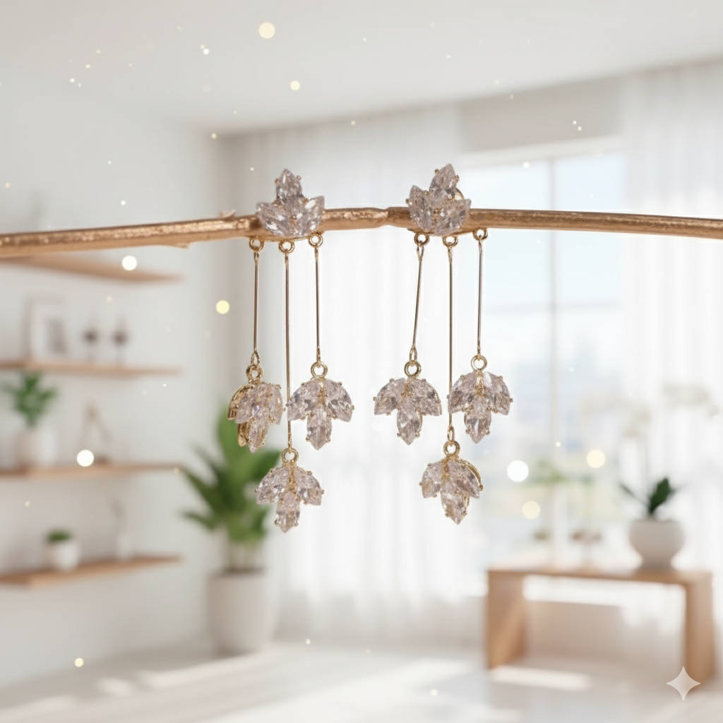 Elegant CZ Crystal Dangle Drop Earrings - Wedding Jewelry