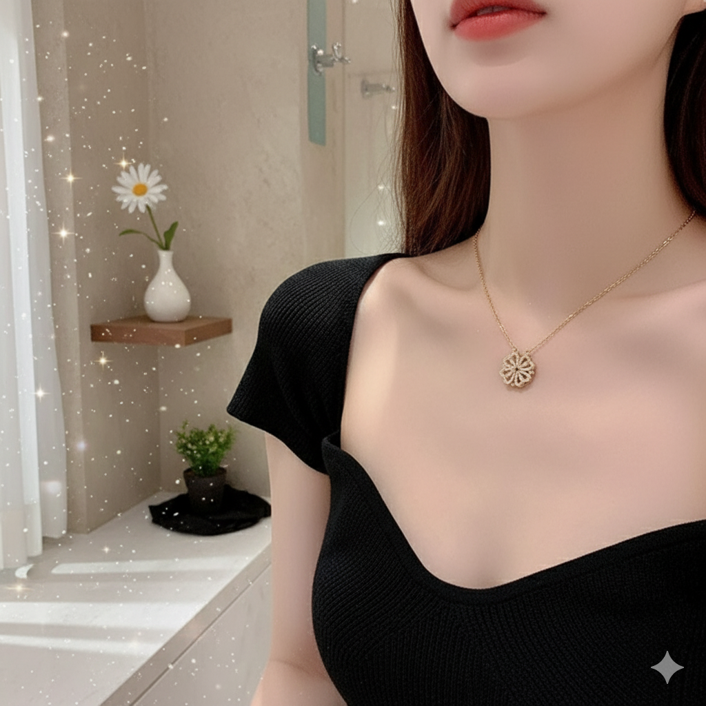 2 in 1 Four Leaf Clover Heart Necklace - Superb Valentine Gift💞
