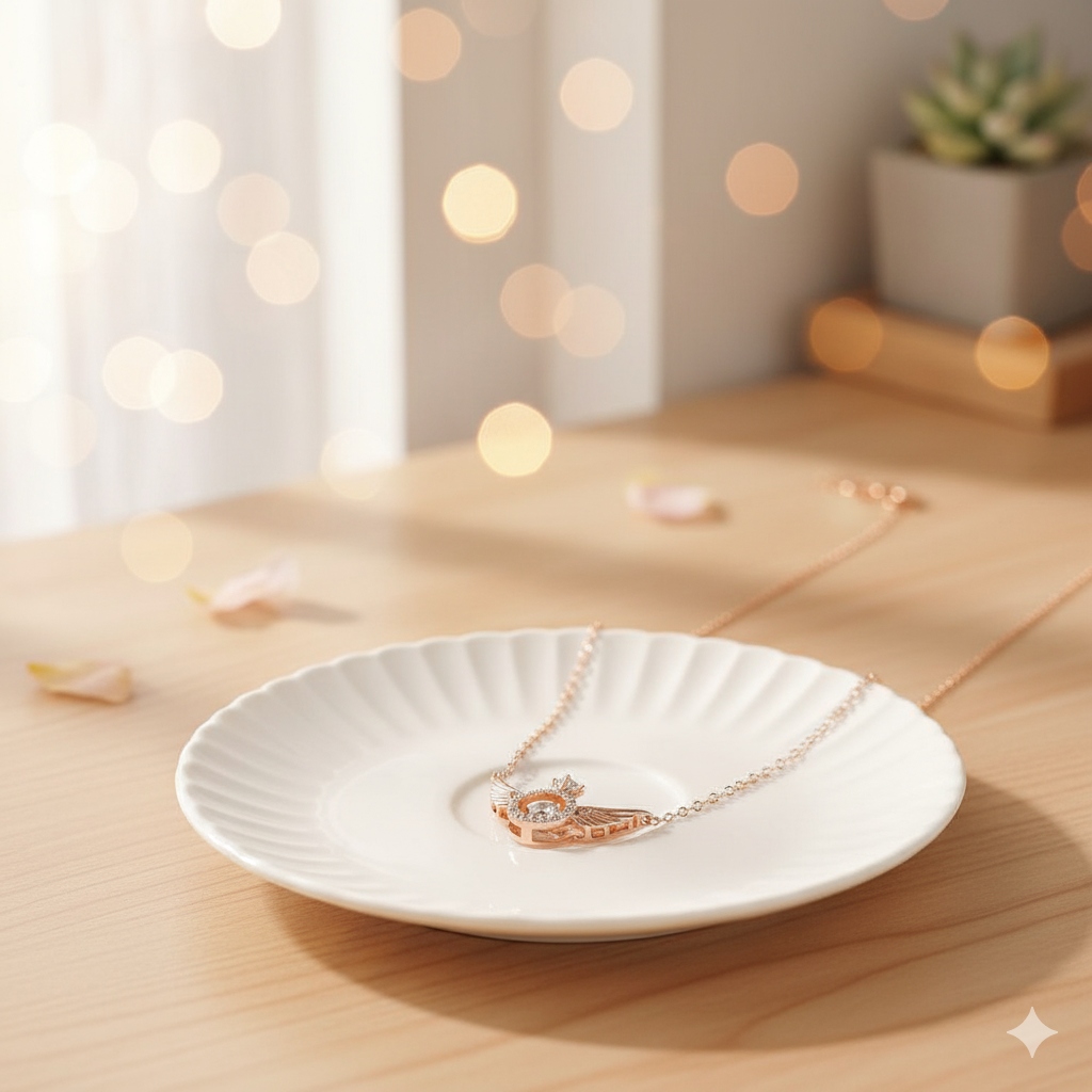 Rose Gold Crown Pendant Necklace - Cubic Zirconia Gift