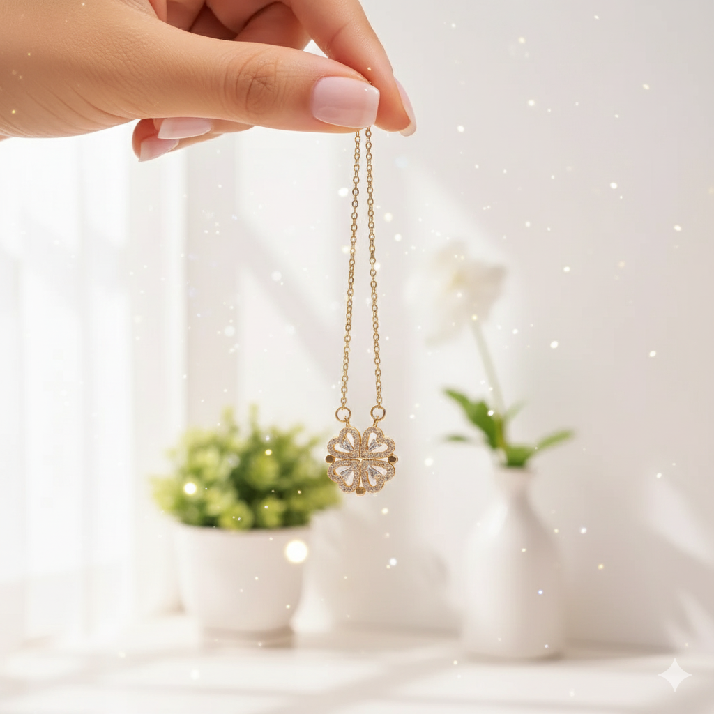 2 in 1 Four Leaf Clover Heart Necklace - Superb Valentine Gift💞