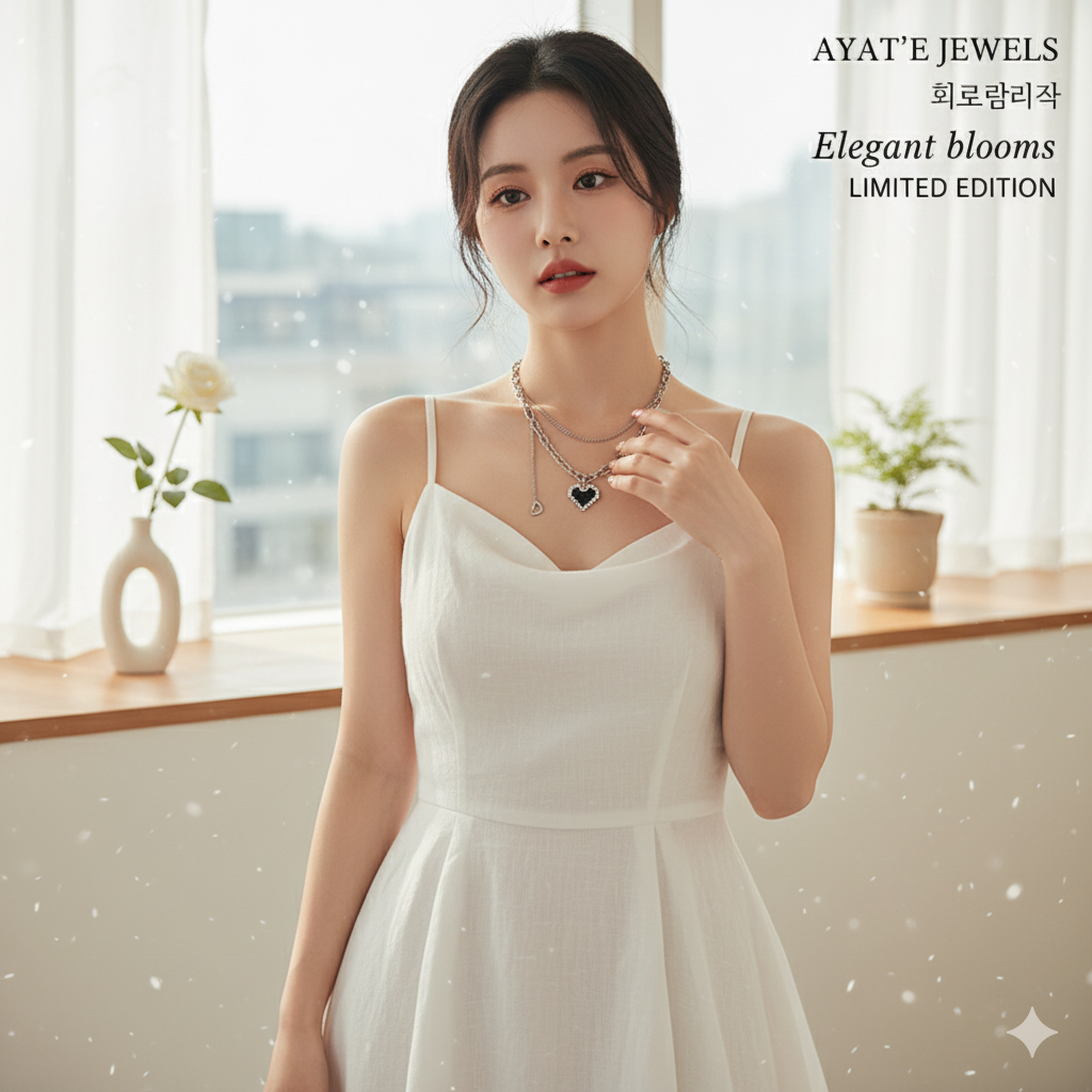 Pixel Heart Layered Necklace - Grunge Y2K Chain Choker