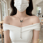 Black & White Butterfly Lariat Necklace - Ayat'e Jewels