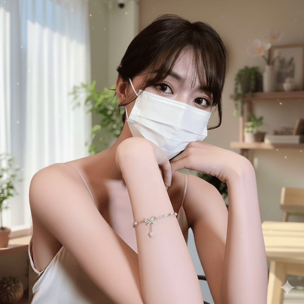 Dainty Pearl Chain Bracelet with CZ Bow Charm - Ayat'e Jewels