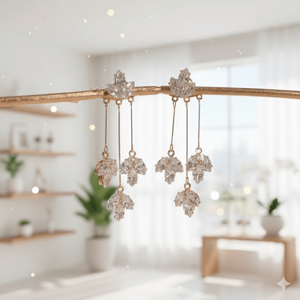 Elegant CZ Crystal Dangle Drop Earrings - Wedding Jewelry - Ayat'e Jewels