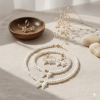 Elegant Kids Pearl Necklace & Earring Set - Gold Bow Accent, Hypoallergenic - Ayat'e Jewels