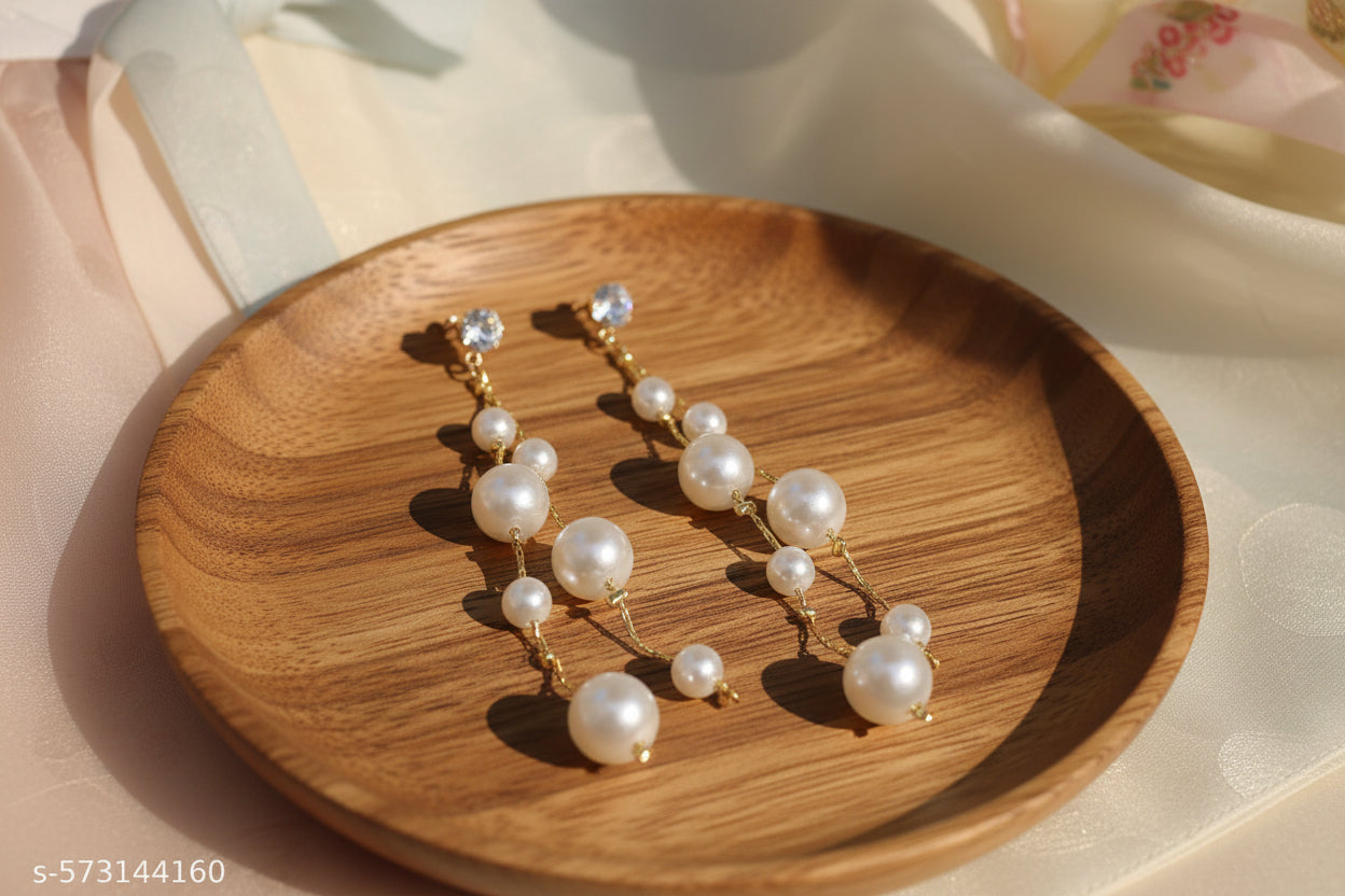 Elegant Pearl Drop Earrings for Women - Ayat'e Jewels