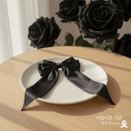 Elegant Satin Ribbon Hair Bow Clip - Black & White Set - Ayat'e Jewels