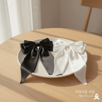 Elegant Satin Ribbon Hair Bow Clip - Black & White Set - Ayat'e Jewels