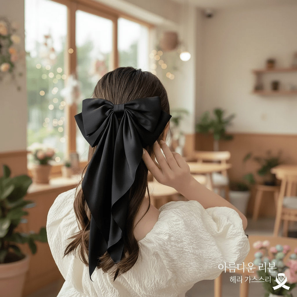 Elegant Satin Ribbon Hair Bow Clip - Black & White Set - Ayat'e Jewels