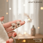 Flocked Teddy Bear Stud Earrings with Red Bow - Ayat'e Jewels
