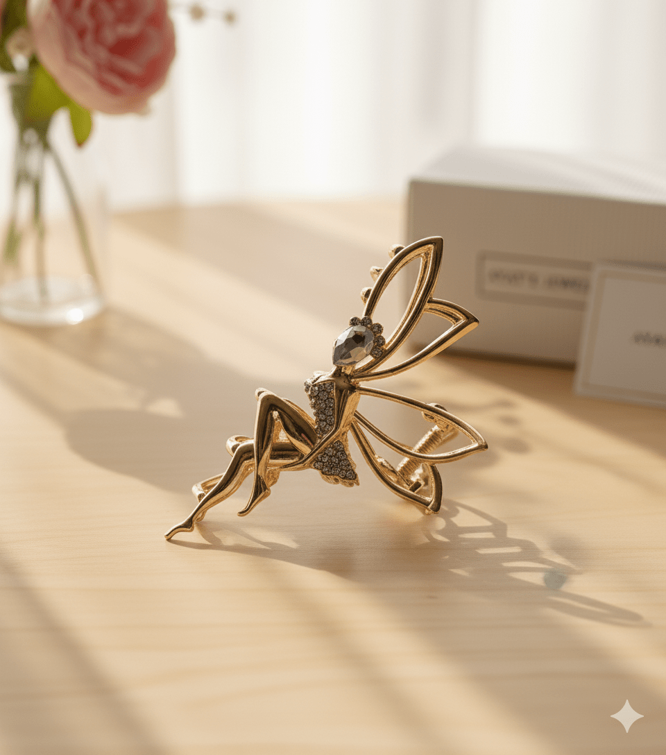 Gold Fairy Hair Claw Clip with Rhinestones - Ayat'e Jewels