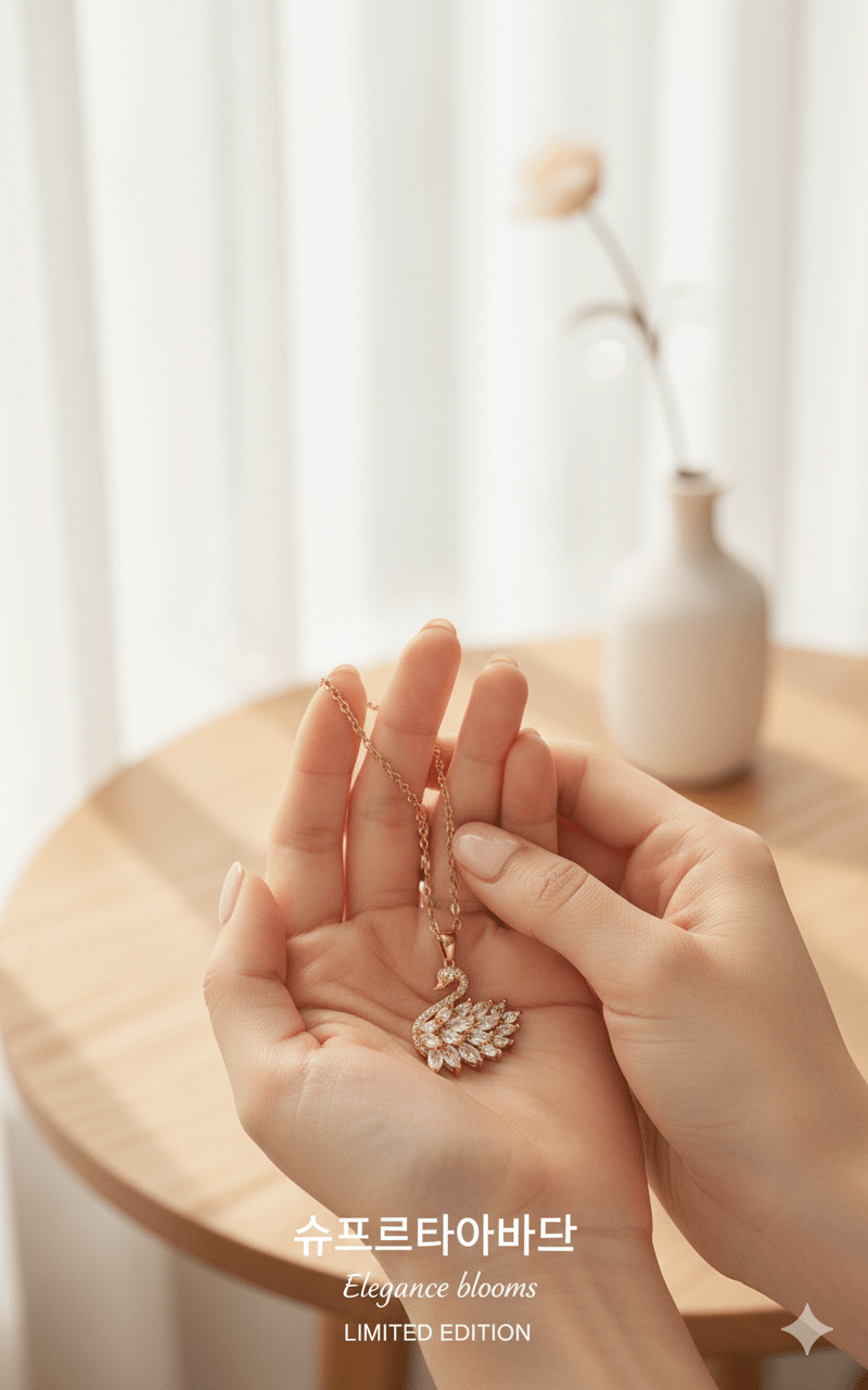 Gold Swan Pendant Necklace with Marquise Crystals - Ayat'e Jewels