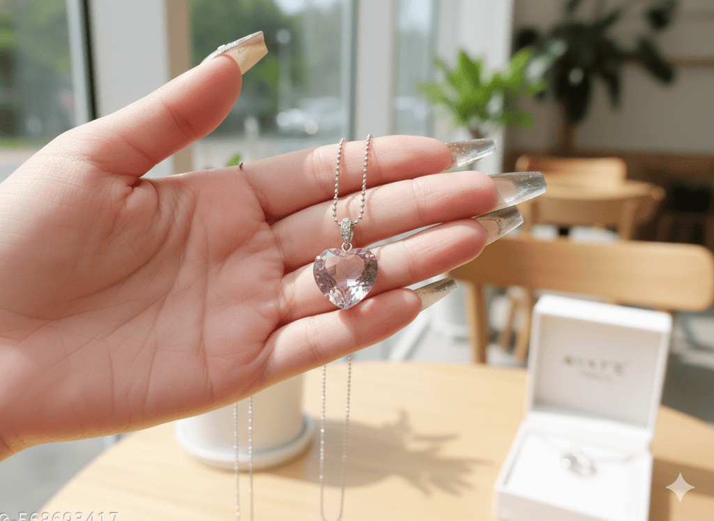Pink Amethyst Heart Pendant Necklace - Ayat'e Jewels