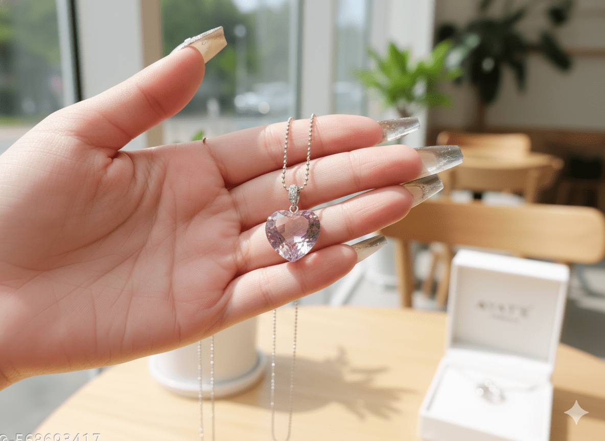 Pink Amethyst Heart Pendant Necklace - Ayat'e Jewels