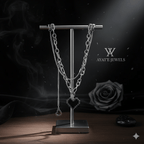 Pixel Heart Layered Necklace - Grunge Y2K Chain Choker - Ayat'e Jewels