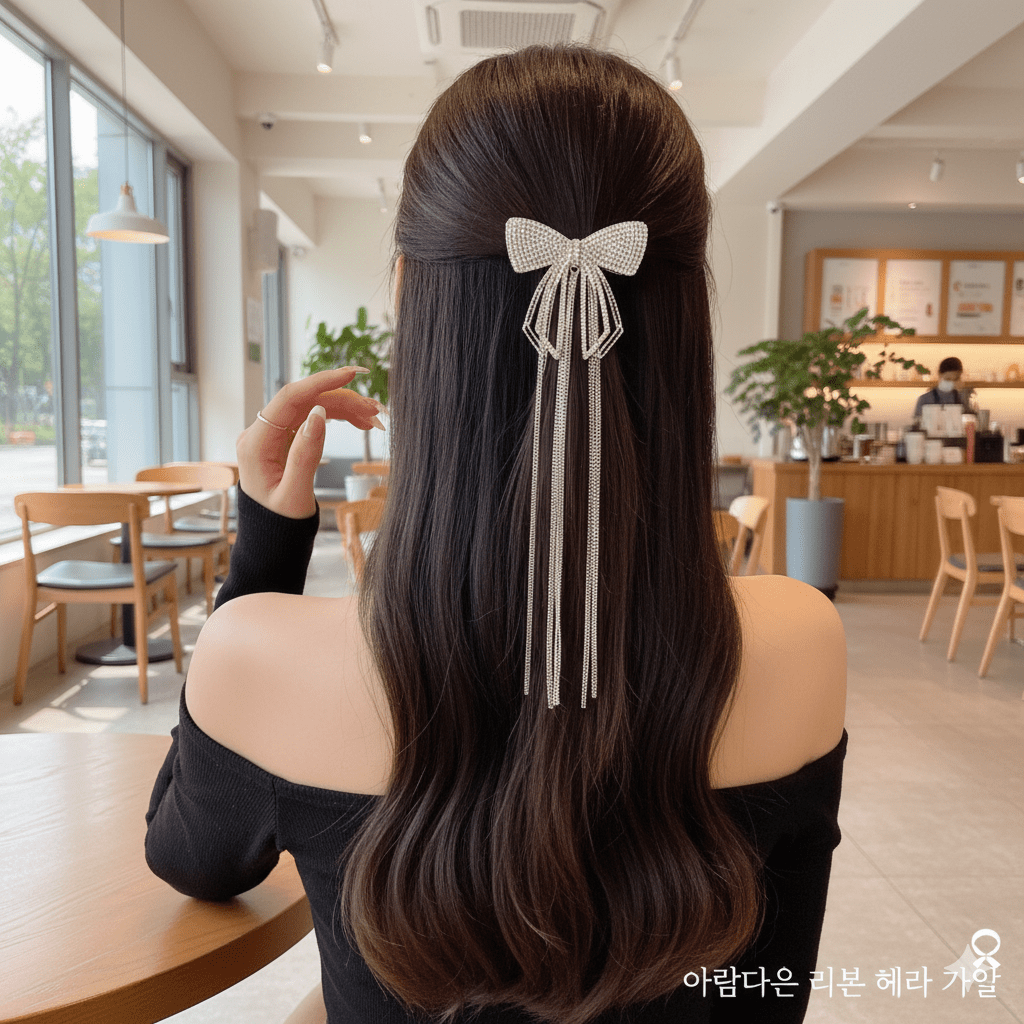 Rhinestone Bow Hair Clip with Gold Tassels - Ayat'e Jewels