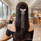 Rhinestone Bow Hair Clip with Gold Tassels - Ayat'e Jewels
