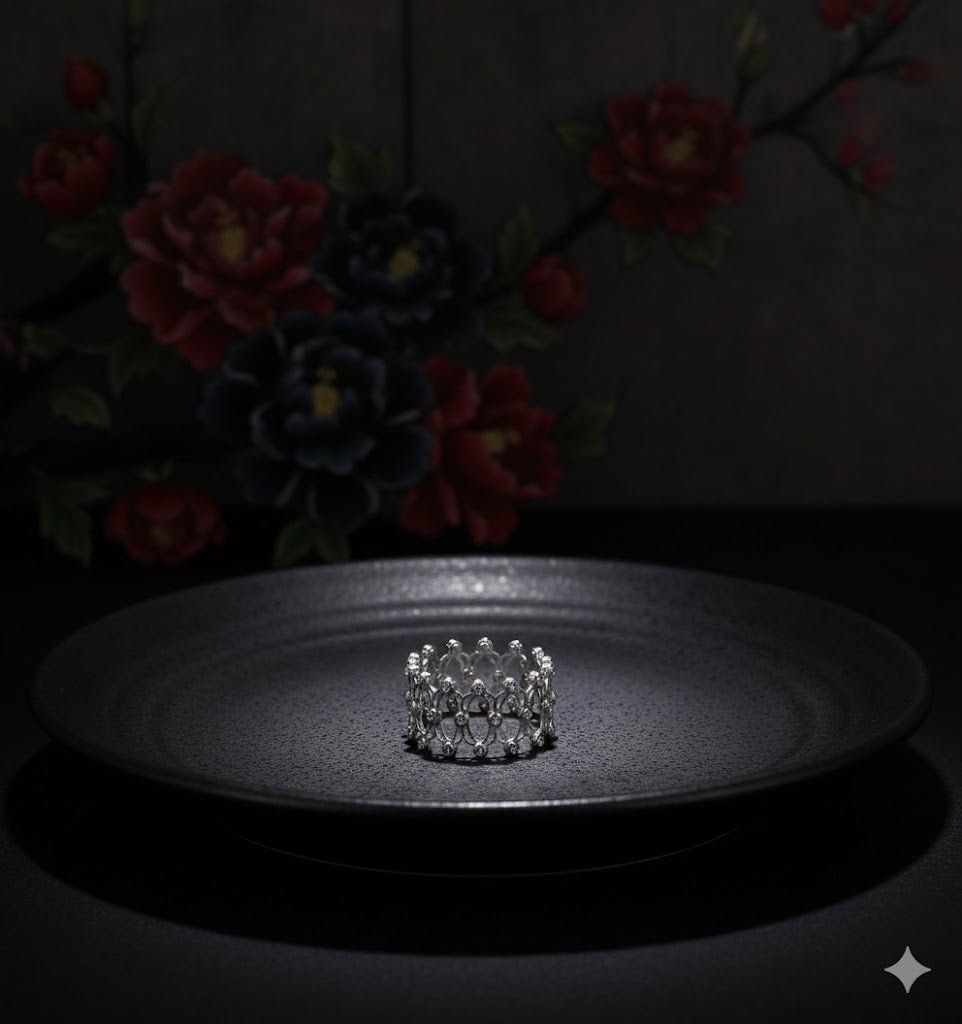 Silver Plated Convertible Bracelet Ring - Adjustable Intimate Jewelry with Crystals - Ayat'e Jewels