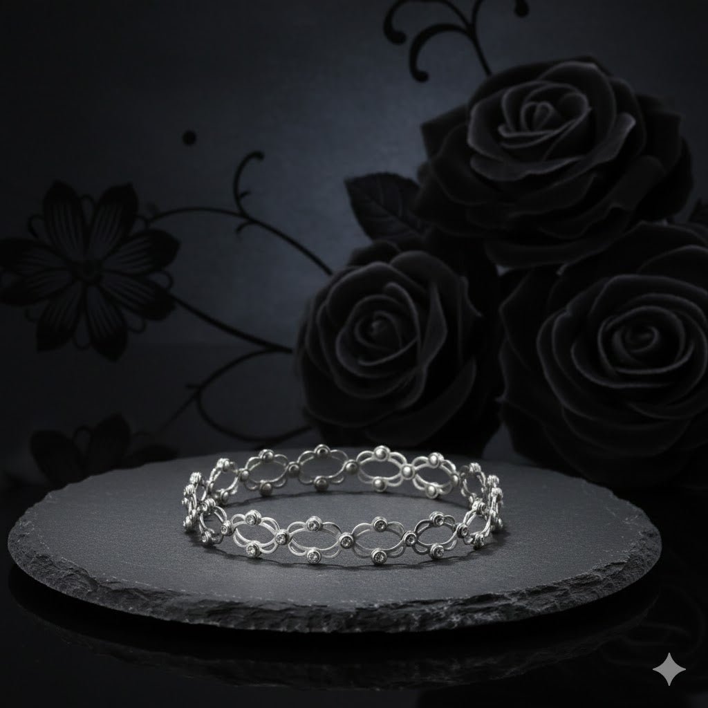 Silver Plated Convertible Bracelet Ring - Adjustable Intimate Jewelry with Crystals - Ayat'e Jewels