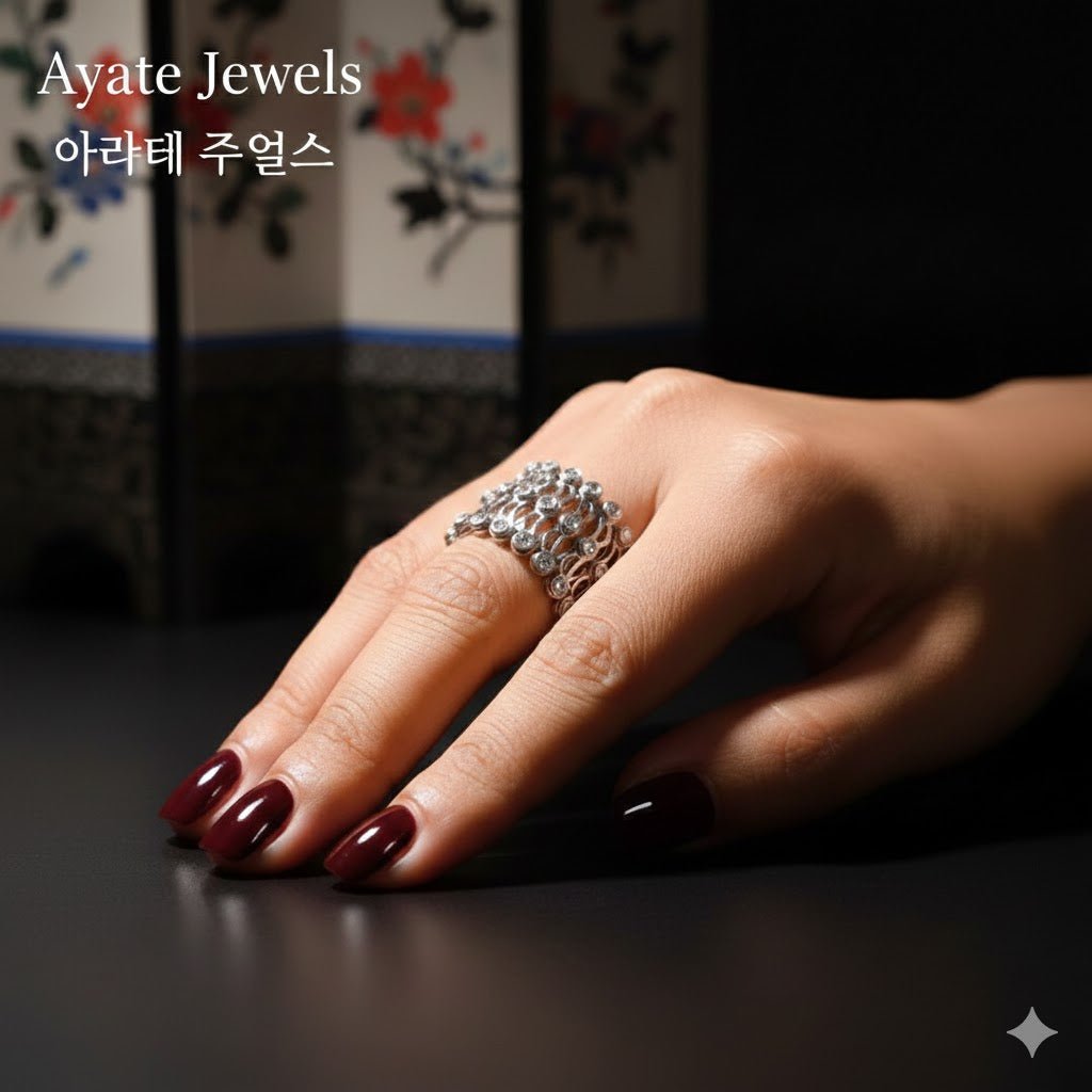 Silver Plated Convertible Bracelet Ring - Adjustable Intimate Jewelry with Crystals - Ayat'e Jewels