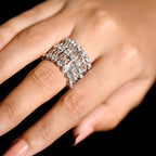 Silver Plated Convertible Bracelet Ring - Adjustable Intimate Jewelry with Crystals - Ayat'e Jewels